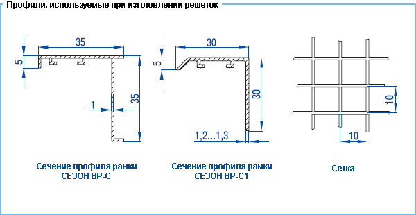 Сетчатые решетки СЕЗОН ВР-С, ВР-С1 — чертёж