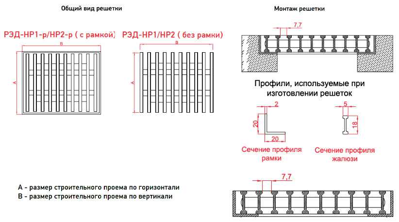 Напольные вентиляционные решетки РЭД-НР1 — чертёж