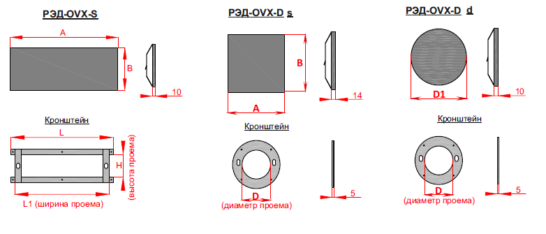 Переточная звукопоглащающая решетка РЭД-OVX — чертёж