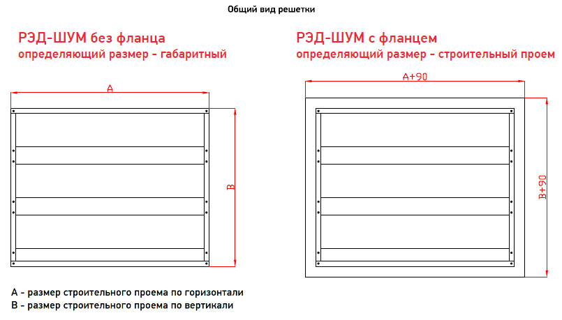 Решетки акустические РЭД-ШУМ1-300 — чертёж